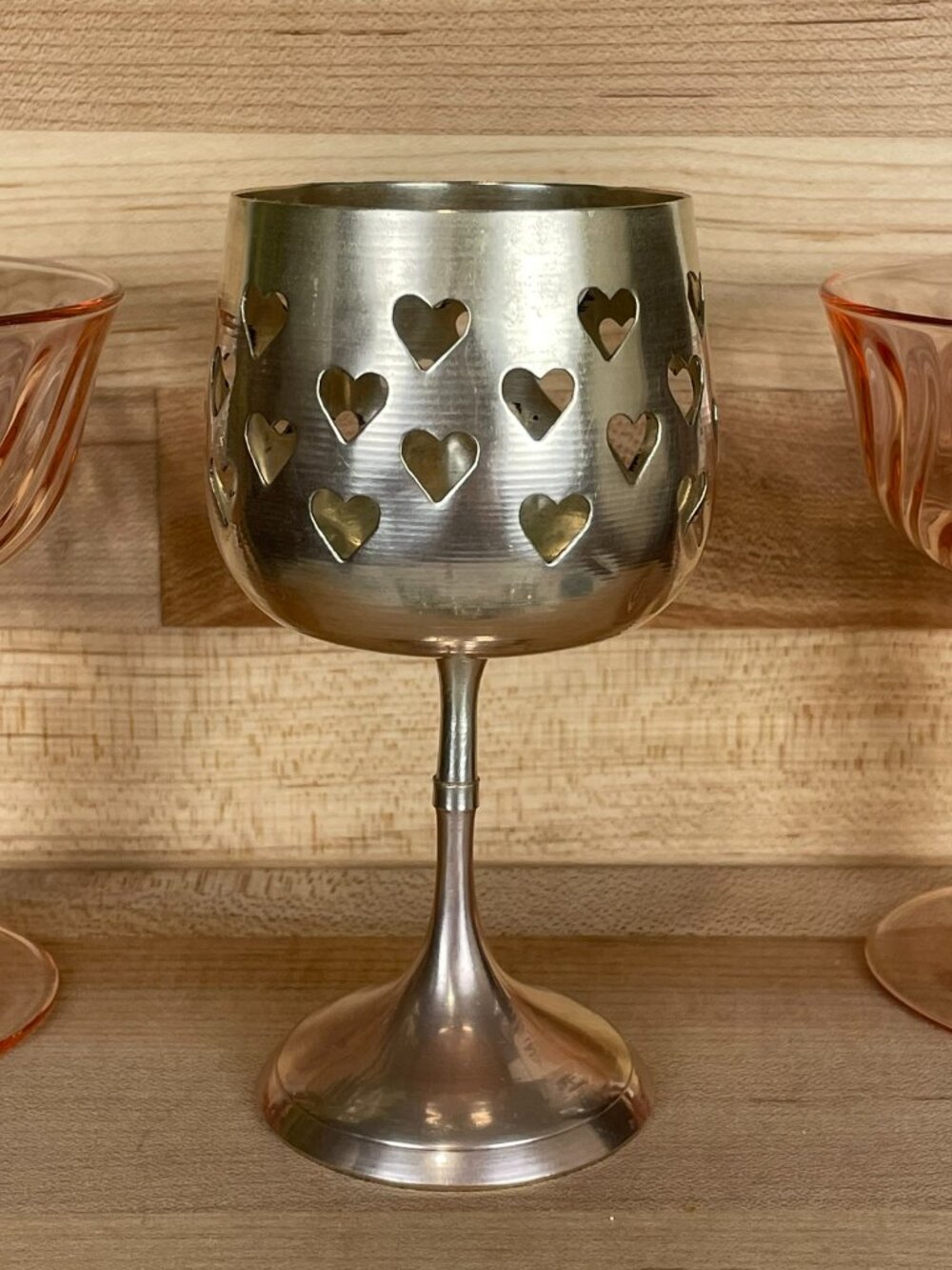 Vintage Brass Heart Candle Holder